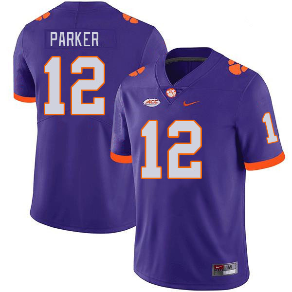 Men's Clemson Tigers T.J. Parker #12 College Purple NCAA Authentic Football Stitched Jersey 23FZ30YW